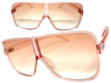 Oversized Exaggerated Modern Rerto Shield Style SUNGLASSES Large Pink Frame E1601