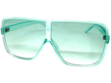 Oversized Exaggerated Modern Rerto Shield Style SUNGLASSES Large Turquoise Frame E1601