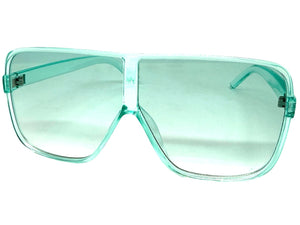 Oversized Exaggerated Modern Rerto Shield Style SUNGLASSES Large Turquoise Frame E1601