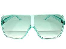 Oversized Exaggerated Modern Rerto Shield Style SUNGLASSES Large Turquoise Frame E1601