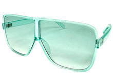 Oversized Exaggerated Modern Rerto Shield Style SUNGLASSES Large Turquoise Frame E1601