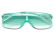 Oversized Exaggerated Modern Rerto Shield Style SUNGLASSES Large Turquoise Frame E1601