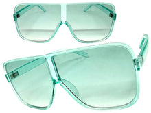 Oversized Exaggerated Modern Rerto Shield Style SUNGLASSES Large Turquoise Frame E1601