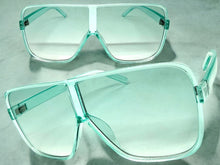 Oversized Exaggerated Modern Rerto Shield Style SUNGLASSES Large Turquoise Frame E1601