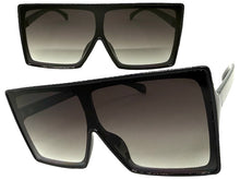 Oversized Classy Elegant Modern Rerto Shield Style SUNGLASSES Large Black Frame 7803