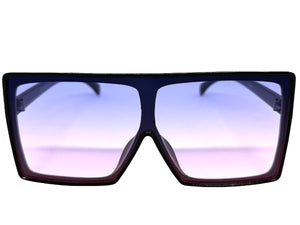 Oversized Classy Elegant Modern Rerto Shield Style SUNGLASSES Large Black Frame 7803