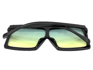 Oversized Classy Elegant Modern Rerto Shield Style SUNGLASSES Large Black Frame 7803