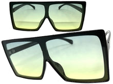 Oversized Classy Elegant Modern Rerto Shield Style SUNGLASSES Large Black Frame 7803