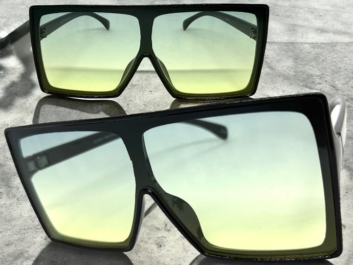Oversized Classy Elegant Modern Rerto Shield Style SUNGLASSES Large Black Frame 7803