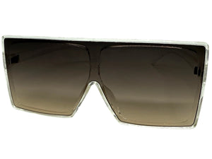 Oversized Classy Elegant Modern Rerto Shield Style SUNGLASSES Large Clear Frame 7803