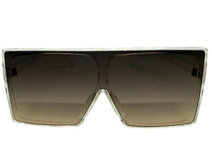 Oversized Classy Elegant Modern Rerto Shield Style SUNGLASSES Large Clear Frame 7803