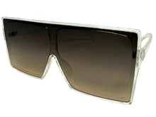 Oversized Classy Elegant Modern Rerto Shield Style SUNGLASSES Large Clear Frame 7803