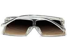 Oversized Classy Elegant Modern Rerto Shield Style SUNGLASSES Large Clear Frame 7803