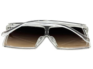 Oversized Classy Elegant Modern Rerto Shield Style SUNGLASSES Large Clear Frame 7803