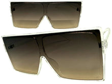 Oversized Classy Elegant Modern Rerto Shield Style SUNGLASSES Large Clear Frame 7803