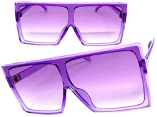 Oversized Classy Elegant Modern Rerto Shield Style SUNGLASSES Large Purple Frame 7805