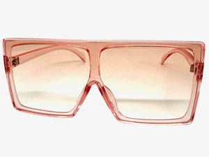 Oversized Classy Elegant Modern Rerto Shield Style SUNGLASSES Large Pink Frame 7805