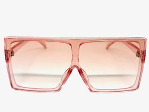 Oversized Classy Elegant Modern Rerto Shield Style SUNGLASSES Large Pink Frame 7805