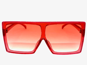 Oversized Classy Elegant Modern Rerto Shield Style SUNGLASSES Large Red Frame 7805