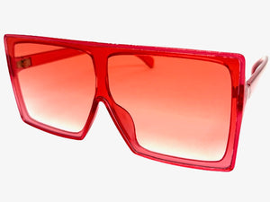Oversized Classy Elegant Modern Rerto Shield Style SUNGLASSES Large Red Frame 7805