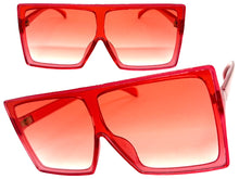 Oversized Classy Elegant Modern Rerto Shield Style SUNGLASSES Large Red Frame 7805