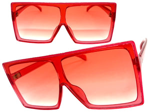 Oversized Classy Elegant Modern Rerto Shield Style SUNGLASSES Large Red Frame 7805