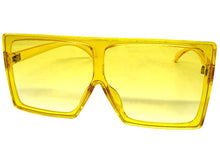 Oversized Classy Elegant Modern Rerto Shield Style SUNGLASSES Large Yellow Frame 7805