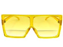 Oversized Classy Elegant Modern Rerto Shield Style SUNGLASSES Large Yellow Frame 7805