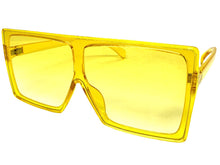 Oversized Classy Elegant Modern Rerto Shield Style SUNGLASSES Large Yellow Frame 7805