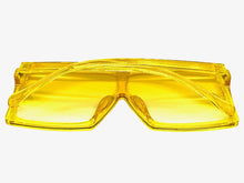 Oversized Classy Elegant Modern Rerto Shield Style SUNGLASSES Large Yellow Frame 7805