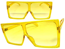 Oversized Classy Elegant Modern Rerto Shield Style SUNGLASSES Large Yellow Frame 7805