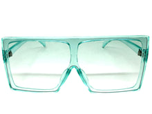 Oversized Classy Elegant Modern Rerto Shield Style SUNGLASSES Large Aqua Frame 7805