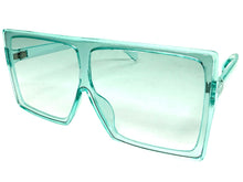 Oversized Classy Elegant Modern Rerto Shield Style SUNGLASSES Large Aqua Frame 7805