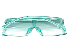 Oversized Classy Elegant Modern Rerto Shield Style SUNGLASSES Large Aqua Frame 7805