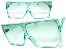 Oversized Classy Elegant Modern Rerto Shield Style SUNGLASSES Large Aqua Frame 7805