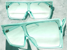 Oversized Classy Elegant Modern Rerto Shield Style SUNGLASSES Large Aqua Frame 7805