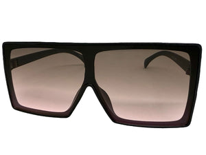 Oversized Classy Elegant Modern Rerto Shield Style SUNGLASSES Large Black Frame 7803