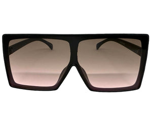 Oversized Classy Elegant Modern Rerto Shield Style SUNGLASSES Large Black Frame 7803
