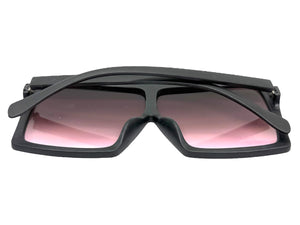 Oversized Classy Elegant Modern Rerto Shield Style SUNGLASSES Large Black Frame 7803