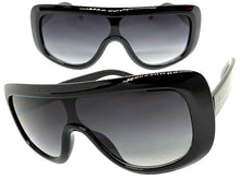 Oversized Classy Elegant Modern Rerto Shield Style SUNGLASSES Large Black Frame 7208