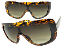 Oversized Classy Elegant Modern Rerto Shield Style SUNGLASSES Large Tortoise Frame 7208