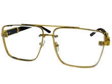 Classic Vintage Retro Style Clear Lens with Slight Tint SUNGLASSES Square Gold & Wood Frame E2156