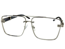 Classic Vintage Retro Style Clear Lens with Slight Tint SUNGLASSES Square Silver & Wood Frame E2156