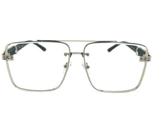 Classic Vintage Retro Style Clear Lens with Slight Tint SUNGLASSES Square Silver & Wood Frame E2156