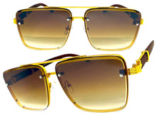 Classic Vintage Retro Hip Hop Style SUNGLASSES Square Gold & Wood Frame E2156