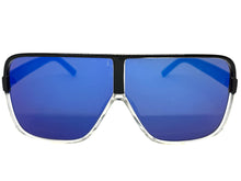 Oversized Exaggerated Modern Retro Shield Style SUNGLASSES Large Black Frame 7322