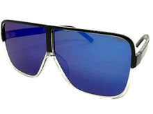 Oversized Exaggerated Modern Retro Shield Style SUNGLASSES Large Black Frame 7322