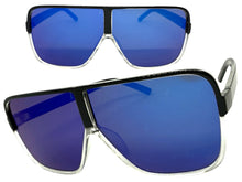 Oversized Exaggerated Modern Retro Shield Style SUNGLASSES Large Black Frame 7322