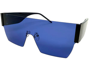 Oversized Exaggerated Modern Retro Shield Style SUNGLASSES Large Rimless Frame 2124