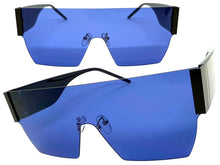 Oversized Exaggerated Modern Retro Shield Style SUNGLASSES Large Rimless Frame 2124